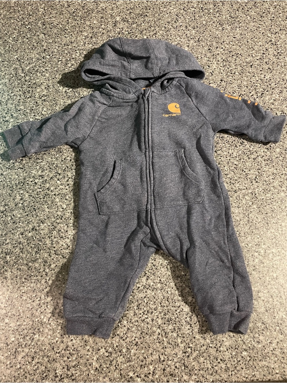 Carhartt Infant Gray Hooded One-Piece Romper